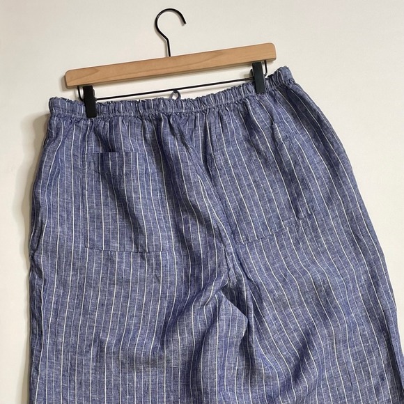 NEW!! J. CREW New Soliel Pants Striped Linen Blue & White Elastic Waist X-Large - Picture 9 of 15